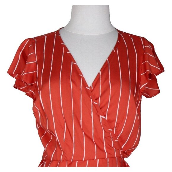 Abercrombie & Fitch Women’s Small Orange Stripe Side Tie Wrap Mini Dress NWT - Picture 3 of 10